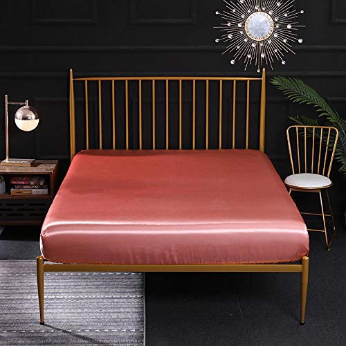 SixyeLiuzhi Juego de Cama de Seda Satinada de Seda Impresa en 3D, sábanas Planas y Ajustadas,14 Pulgadas de Profundidad,Rosado,180x200cm + 35cm (4 Piezas)