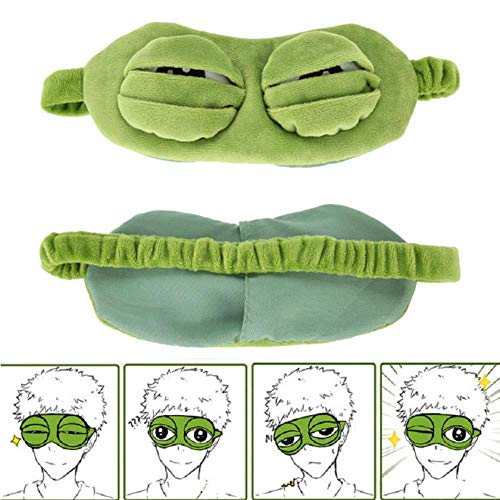 Sizwea 3D Máscara de Ojo de Rana Verde con Linda Cubierta de Visera Relájese Sueño Descanso Sueño Regalo, Verde