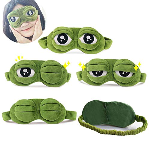 Sizwea 3D Máscara de Ojo de Rana Verde con Linda Cubierta de Visera Relájese Sueño Descanso Sueño Regalo, Verde