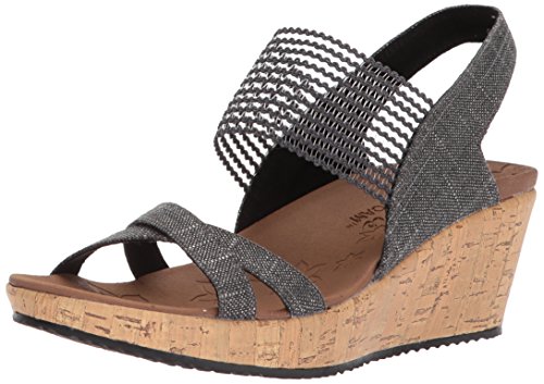 Skechers Beverlee-High Tea, Sandalias de Punta Descubierta para Mujer, Negro (Black), 39 EU