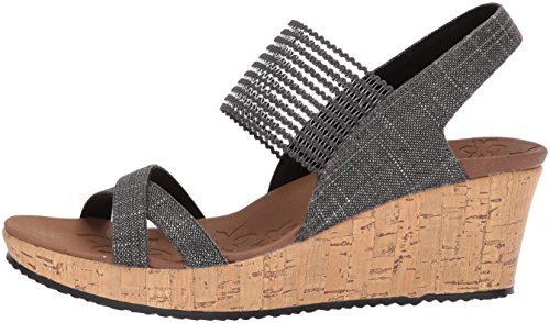 Skechers Beverlee-High Tea, Sandalias de Punta Descubierta para Mujer, Negro (Black), 39 EU