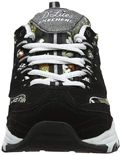 Skechers D'LITES-Floral Days 13082, Zapatillas para Mujer, Negro (Black White BKW), 37 EU