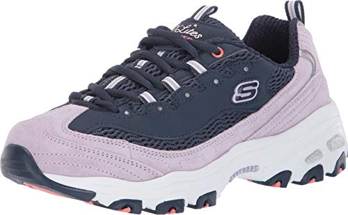 Skechers D'lites, Zapatillas para Mujer, Navy & Lavender Leather/Navy Mesh/Coral Trim Nvlv, 39 EU