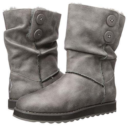 SKECHERS Keepsakes 2.0-Upland-Mid - Bota alta ancha con detalle de botones, diseño de media caña, Gris (Carbón), 38 EU