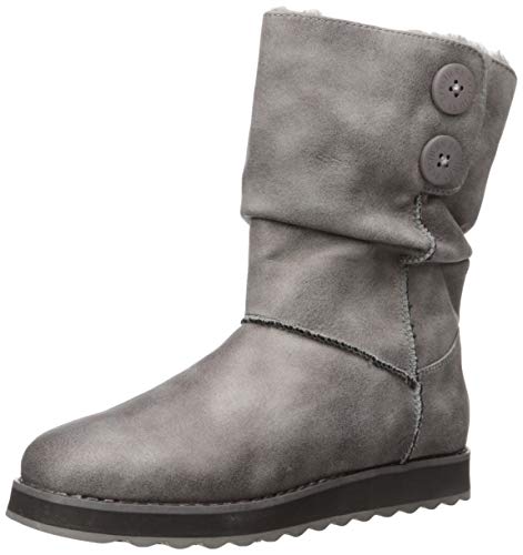 SKECHERS Keepsakes 2.0-Upland-Mid - Bota alta ancha con detalle de botones, diseño de media caña, Gris (Carbón), 38 EU