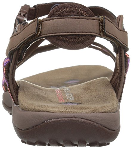 Skechers Reggae Slim-Vacay, Sandalias de Talón Abierto para Mujer, Marrón (Chocolate Duraleather/Webbing), 41 EU