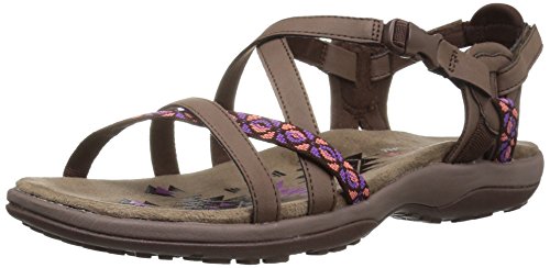Skechers Reggae Slim-Vacay, Sandalias de Talón Abierto para Mujer, Marrón (Chocolate Duraleather/Webbing), 41 EU