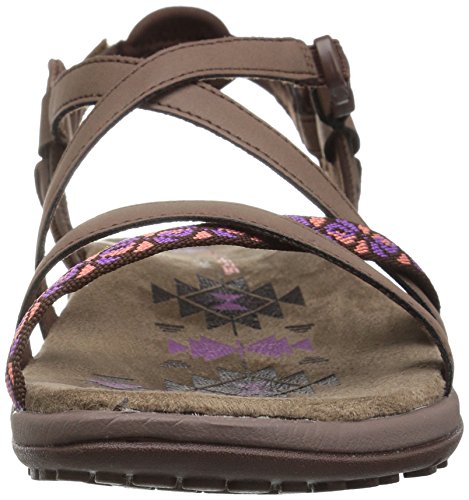 Skechers Reggae Slim-Vacay, Sandalias de Talón Abierto para Mujer, Marrón (Chocolate Duraleather/Webbing), 41 EU