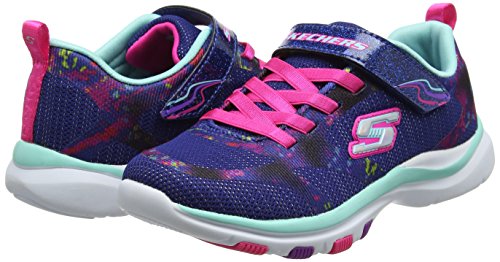 Skechers Trainer Lite-Bright Racer, Entrenadores para Niñas, Azul (Navy/Multi), 30 EU