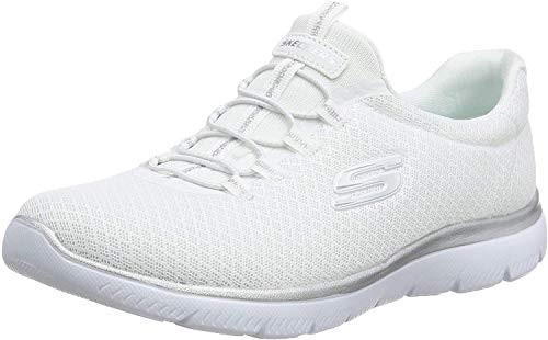 Skechers Women 12980 Low-Top Trainers, White (White/Silver), 6 UK (39 EU)