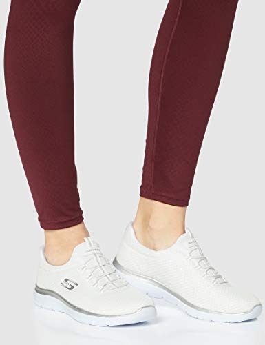 Skechers Women 12980 Low-Top Trainers, White (White/Silver), 6 UK (39 EU)