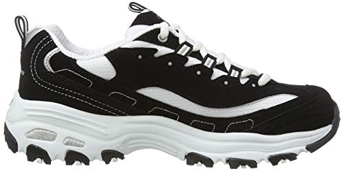 Skechers Women's D'lites-biggest Fan Low-Top Sneakers, Black (Black Trubuck/White Mesh/Silver Trim Bkw), 6 UK