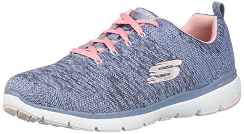 Skechers Women's Flex Appeal 3.0 Trainers, Grey (Slate & Pink Knit Mesh/White Trim Sltp), 4 UK, 37 EU