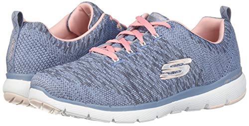 Skechers Women's Flex Appeal 3.0 Trainers, Grey (Slate & Pink Knit Mesh/White Trim Sltp), 4 UK, 37 EU