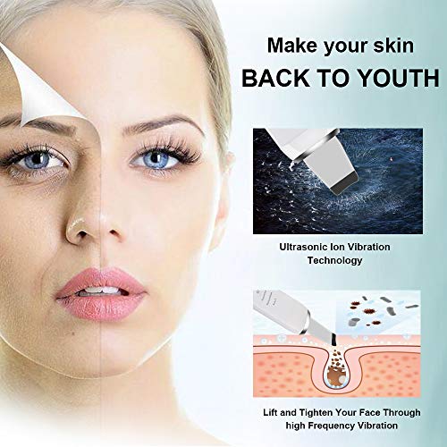 Skin Scrubber, Etmury Peeling Ultrasónico Facial con 3 Modos, LCD Pantalla, USB Recargable, Equipo de Belleza Facial Multifuncional para Tratamiento de Exfoliación Hidratante y Lifting Facial