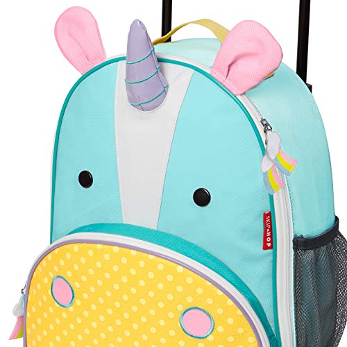 Skip Hop Zoo Luggage - Maleta con ruedas para niños, con etiqueta de nombre, Multicolor (Unicorn Eureka)