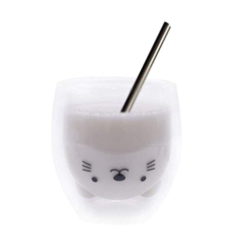 Skitior Aislado Vaso de Vidrio, Vidrio Resistente al Calor 250 ml Innovador Patito 3D de Doble Capa con Osito Cat Duckling for el hogar Portátil (Color : White)