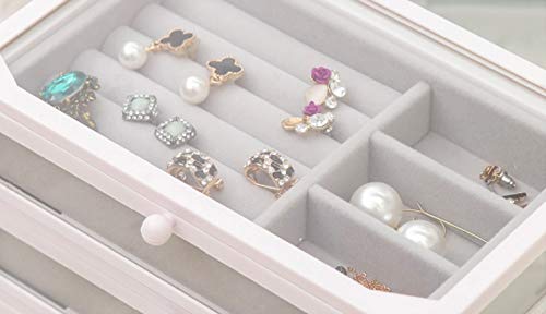Sksngf Caja de almacenamiento joyas, cristal simple, Terciopelo material, de gran capacidad se pueden ordenar la caja de almacenaje, pendientes del hogar for la caja de almacenaje, colgantes, collares