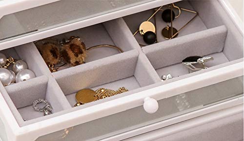 Sksngf Caja de almacenamiento joyas, cristal simple, Terciopelo material, de gran capacidad se pueden ordenar la caja de almacenaje, pendientes del hogar for la caja de almacenaje, colgantes, collares