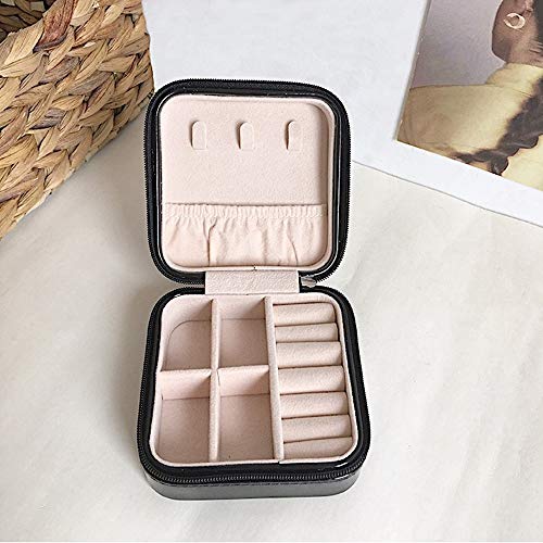 Sksngf Caja de Almacenamiento, pequeña joyería Caja Portable, Pendientes Exquisita, Colgantes, Cajas de Almacenamiento de Collar, con la Cremallera, el acarreo Tela es Suave y fácil, Tamaño 10X10X5cm