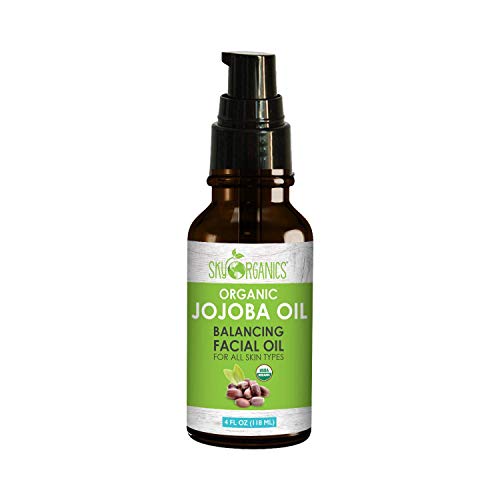 Sky Organics Aceite de Jojoba: sin refinar, 100% puro, aceite de jojoba orgánica 4 oz prensados ​​en frío - Hidratantes y Curación, Seco y la piel grasa, acné, pelo muy rizado