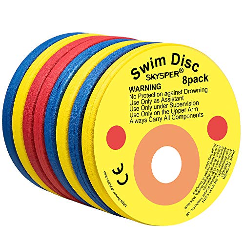 SKYSPER 8 Piezas Manguitos de Natación para Niños Flotador Bebe Piscina Discos Flotantes Hechos de Espuma con Certificación Seguridad Aprender a Nadar