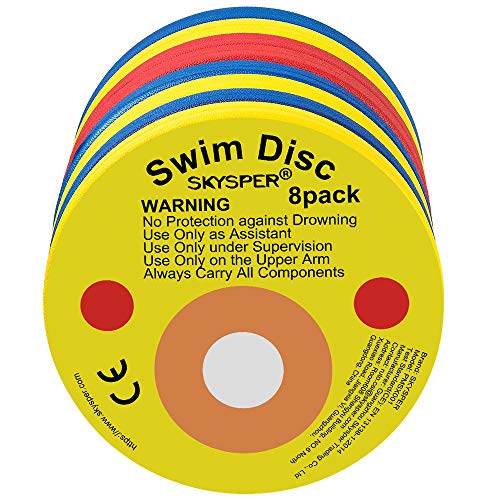 SKYSPER 8 Piezas Manguitos de Natación para Niños Flotador Bebe Piscina Discos Flotantes Hechos de Espuma con Certificación Seguridad Aprender a Nadar