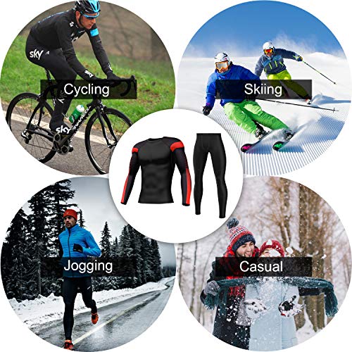 SKYSPER Ropa Interior Térmica Hombre Conjuntos Térmicos Camiseta Térmica Manga Larga Pantalones Largos de Compresión Hombre Deportes Termo Invierno Otoño para Running Esquí Montaña Ciclismo Fitness