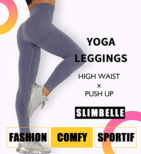SLIMBELLE Mallas Push up Mujer Leggings Shorts Deportivos Pantalones Yoga Leggins de Cintura Alta Bolsillos Cortos Pantalón Deporte Verano para Fitness Correr Entrenamiento