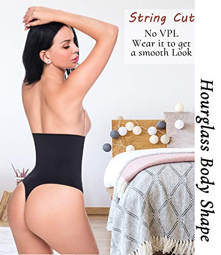 SLIMBELLE Tanga Faja Braga Reductora para Mujer Vientre Plano Braguitas Modeladora Cintura Alta-Negro-3XL