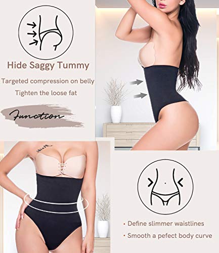 SLIMBELLE Tanga Faja Braga Reductora para Mujer Vientre Plano Braguitas Modeladora Cintura Alta-Negro-3XL