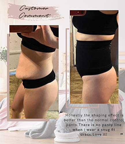 SLIMBELLE Tanga Faja Braga Reductora para Mujer Vientre Plano Braguitas Modeladora Cintura Alta-Negro-S