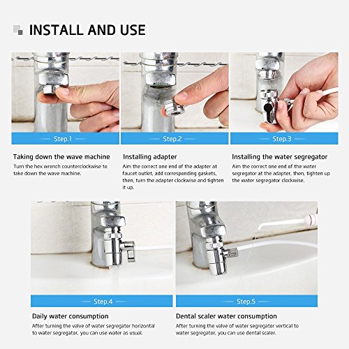 SMAGREHO Irrigador dental non electric cuidado dental Waterjet Dentalcare incluye 3 boquillas y 3 cepillos de dientes