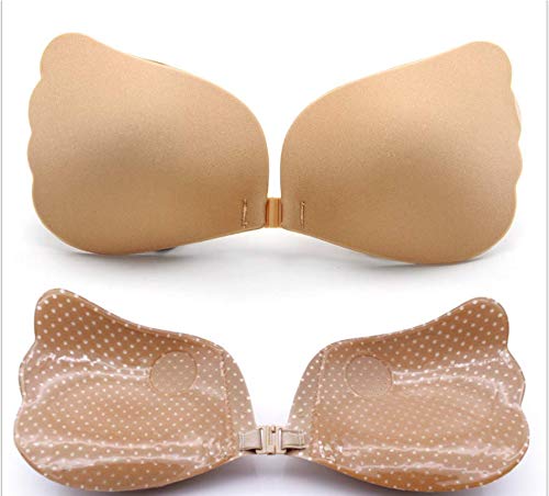 Smart Nice Sujetador sin Tirantes Invisible Adhesivo Espalda Silicona Sujetador Adhesivo Push up Reutilizable para Las Sujetadores para Vestidos sin Espalda (D, Beige-#4, Diseño de ala)