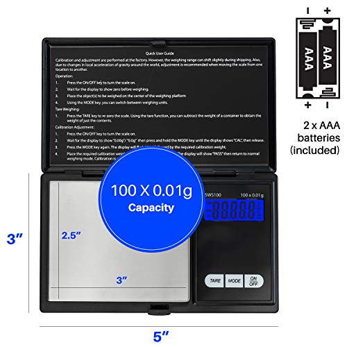 Smart Weigh Balanza de Bolsillo Digital Smart Weigh Sws100 de 100 X 0.01G
