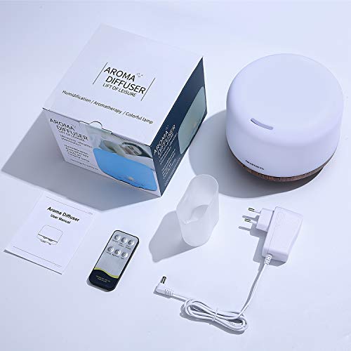 SmartDevil Humidificador Ultrasónico 500ml, Difusor de Aromaterapia, purificador de aire con LED de 14 colores de para luminoterapia en el Hogar, Control Remoto, Temporizador Hogar,Oficina, Spa, Bebé