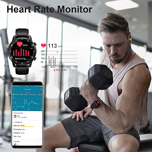 Smartwatch Reloj Inteligente Hombre Mujer Niños Monitor Pulso Cardiaco Pulsera Actividad Reloj Inteligente Cardio Podómetro Bluetooth Reloj Deportivo Impermeable Cronómetro para Android iOS(Negro)