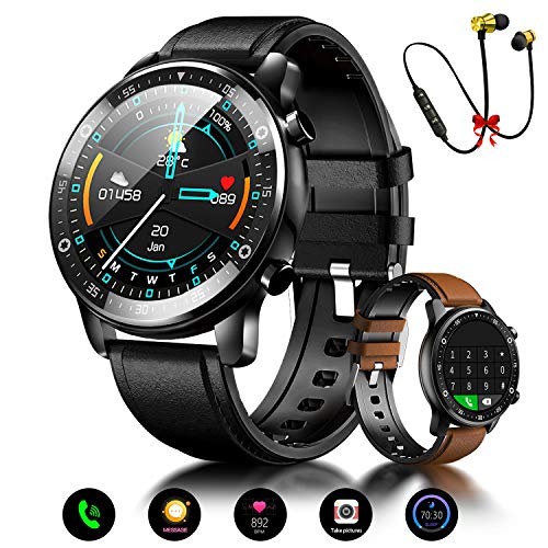 Smartwatch Reloj Inteligente Hombre Mujer Niños Monitor Pulso Cardiaco Pulsera Actividad Reloj Inteligente Cardio Podómetro Bluetooth Reloj Deportivo Impermeable Cronómetro para Android iOS(Negro)