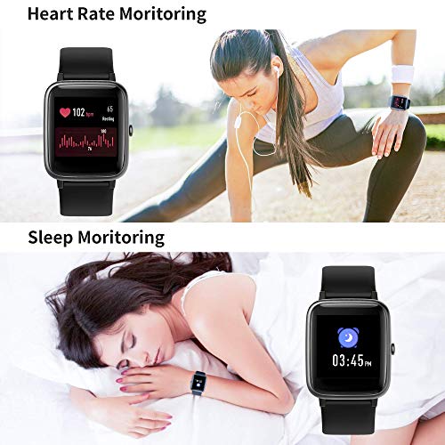 Smartwatch, Reloj Inteligente Impermeable IP68 con Monitor de Sueño Pulsómetro Podómetro Caloría GPS para Deporte, Smartwatch Reloj Inteligente Mujer Niños Despertador para Android iPhone