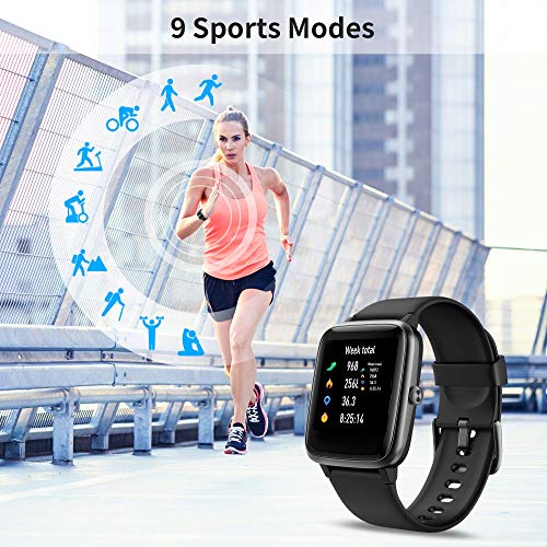 Smartwatch, Reloj Inteligente Impermeable IP68 con Monitor de Sueño Pulsómetro Podómetro Caloría GPS para Deporte, Smartwatch Reloj Inteligente Mujer Niños Despertador para Android iPhone