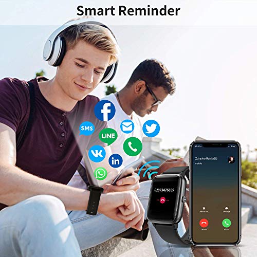 Smartwatch, Reloj Inteligente Impermeable IP68 con Monitor de Sueño Pulsómetro Podómetro Caloría GPS para Deporte, Smartwatch Reloj Inteligente Mujer Niños Despertador para Android iPhone