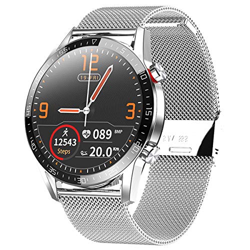 Smartwatch, Reloj Inteligente Impermeable IP68 Pulsera Actividad Hombre Mujer, Inteligente Reloj Deportivo Reloj Fitness con Pantalla Táctil Completa Pulsómetro Cronómetros per iOS Android （Plata）