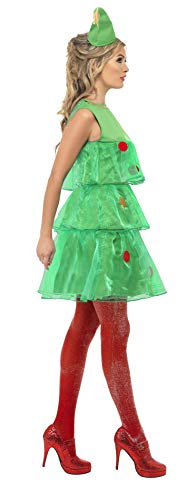 Smiffy'S 24331M Disfraz De Árbol De Navidad Con Vestido Y Gorro, Verde, M - Eu Tamaño 40-42