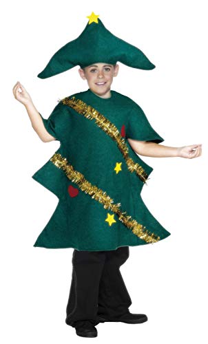 Smiffys-28264S Disfraz de árbol de Navidad, con túnica y Gorro, Color Verde, S-Edad 4-6 años (Smiffy'S 28264S)