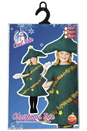 Smiffys-28264S Disfraz de árbol de Navidad, con túnica y Gorro, Color Verde, S-Edad 4-6 años (Smiffy'S 28264S)