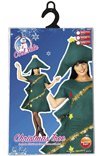 Smiffys-28265 Disfraz de árbol de Navidad, con túnica y Gorro, Color Verde, Tamaño único (Smiffy'S 28265)