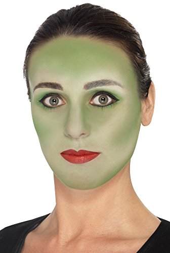 Smiffy'S 44410 Kit De Maquillaje Bruja Guapa Con Aqua, Tatuaje, Adhesivos De Joya Y Lápiz De Labios, Verde