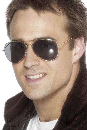 Smiffys Gafas de Aviador, Doradas