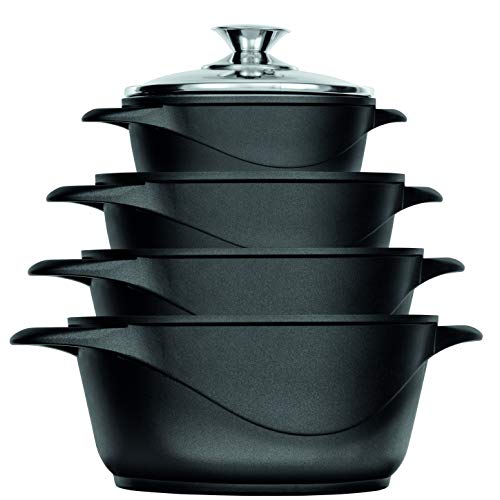 Smile MGK-12 Batería de Cocina, Aluminio Forjado, Negro