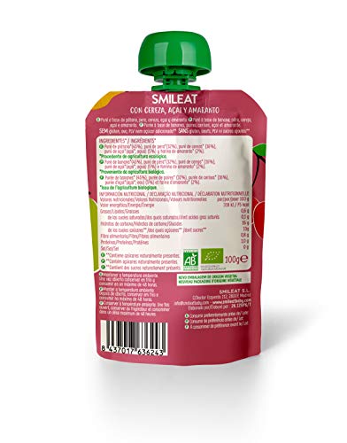 Smileat Smileat Pouch Cereza, Açai Y Amaranto Eco Envase Sostenible 100 ml
